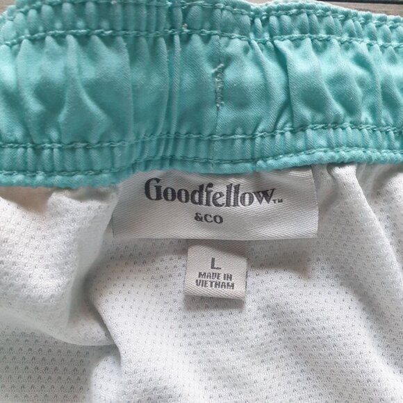 Goodfellow Co Mens Pineapple Print Swim Trunks Large Elastic Waist Green Blue - Picture 4 of 7